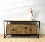 Mangohouten dressoir Tom met staal