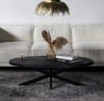 Mangohout salontafel Mila zwart ovaal met matrixpoot