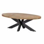 Salontafel ovaal stalen poot naturel