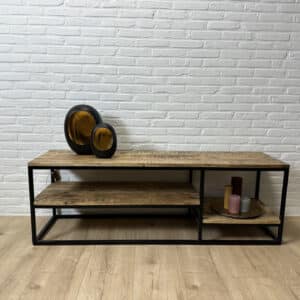 Mangohouten tv meubel Mex met staal