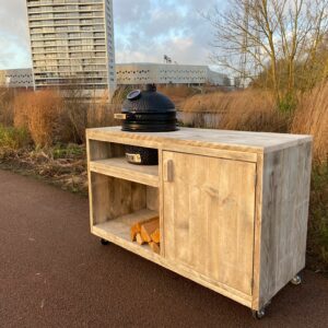 Steigerhouten buitenkeuken Yara met deur