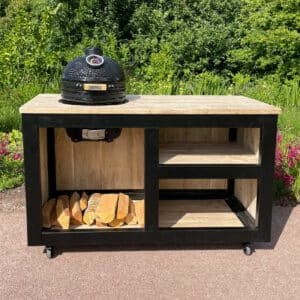 Steigerhouten buitenkeuken Aras met stalen ombouw