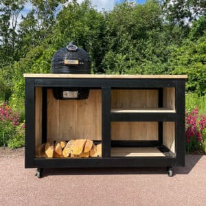 Steigerhouten buitenkeuken Aras met stalen ombouw