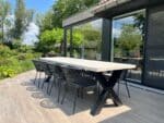 Steigerhouten tuintafel Faro met stalen X poten