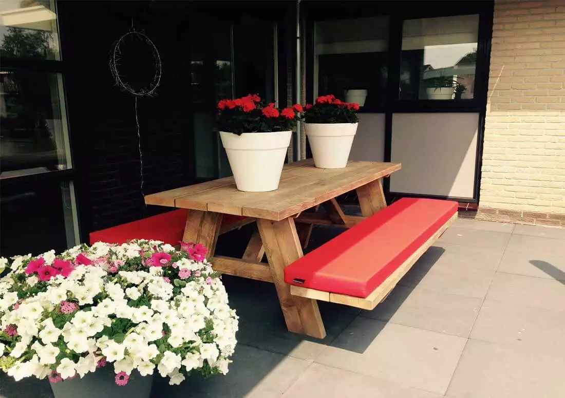 Picknicktafel Stokane nieuw steigerhout 160 x 170 x 76 cm (OUTLET) Picknicktafel Stokane nieuw steigerhout 160 x 170 x 76 cm (OUTLET)