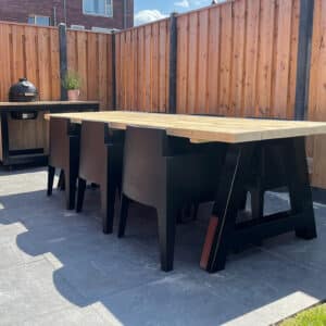 Steigerhouten tuintafel Jean met stalen A poten