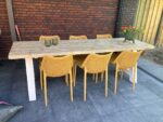 Steigerhouten tuintafel Jean met stalen A poten