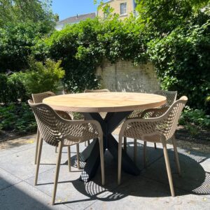 Industriële ronde douglas tafel Jet met matrixpoot