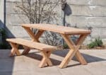 Tuintafel Fos douglashout met houten kruispoten