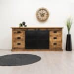 Dressoir mangohout Meya met schuifdeuren en 6 lades