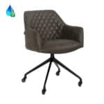 Eetkamerstoel Levi op wielen eco-leer antraciet