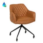 Eetkamerstoel Levi op wielen eco-leer cognac