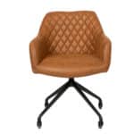 Eetkamerstoel Levi op wielen eco-leer cognac