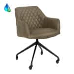 Eetkamerstoel Levi op wielen eco-leer olijfgroen