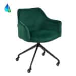 Eetkamerstoel Quinn op wielen velvet donkergroen