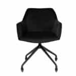 Eetkamerstoel Quinn op wielen velvet zwart