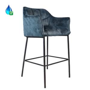Barkruk Jayron blauw velvet
