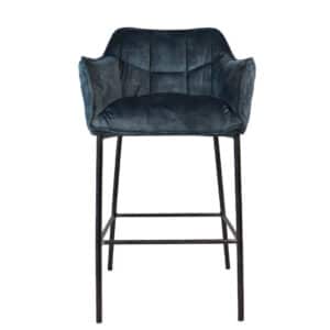 Barkruk Jayron blauw velvet
