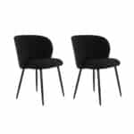Eetkamerstoel Elyna boucle zwart | set van 2