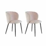 Eetkamerstoel Elyna velvet lichtroze | set van 2