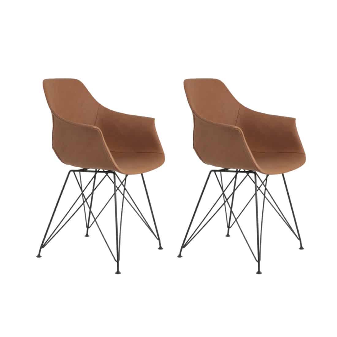 Eetkamerstoel Serbin bruin PU leer (set van 2) Eetkamerstoel Serbin bruin PU leer | set van 2