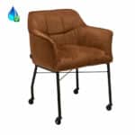 Stoel op wieltjes Mace cognac ribstof