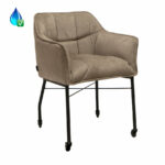 Stoel op wieltjes Mace taupe ribstof