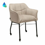 Stoel op wieltjes Mace wit/beige ribstof