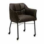 Stoel op wieltjes Royce antraciet eco-leer