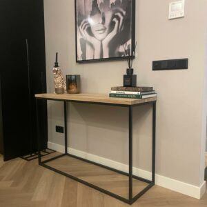Eiken sidetable Pipa met stalen onderstel