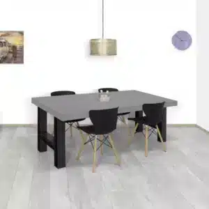 Betonlook eettafel Maan met industriele H poten
