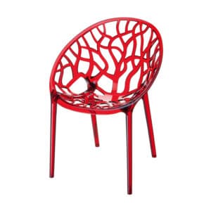 Tuinstoel Crystal kunststof rood transparant