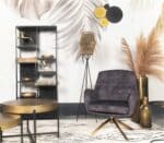 Fauteuil Cleveland grijs/goud polyester