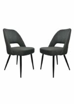 Eetkamerstoel Jenna donkergrijs katoen/geweven linnen | set van 2