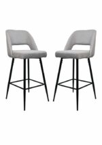 Barkruk Jenna lichtgrijs katoen/geweven linnen | set van 2