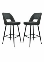 Barkruk Jenna donkergrijs katoen/geweven linnen | set van 2