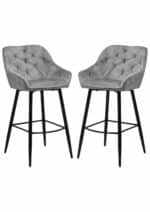 Barkruk Liverpool lichtgrijs velours | set van 2