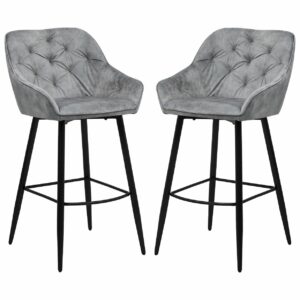 Barkruk Liverpool lichtgrijs velours | set van 2
