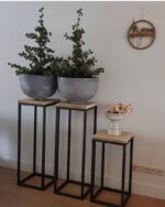 Steigerhouten zuil Jadon met stalen onderstel