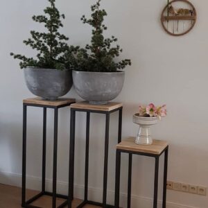 Steigerhouten zuil Jadon met stalen onderstel