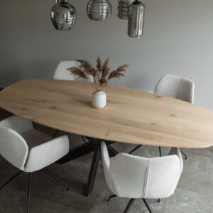 Deens ovale eikenhouten eettafel Ted met matrixpoot