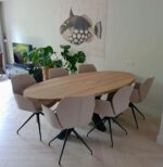 Eikenhouten tafel ovaal matrixpoot Ava