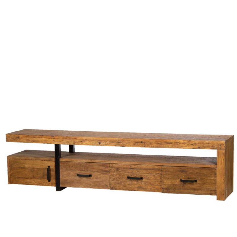 Teakhouten tv-meubel Elio met stalen poot