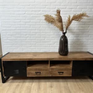 Mangohouten tv-meubel Warner met staal