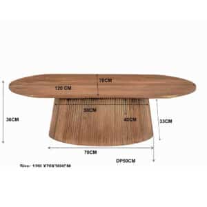 Ovale mangohouten salontafel Salvator 120 cm naturel-