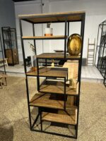 Mangohouten vakkenkast Lais met stalen frame