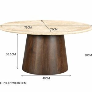 Ronde marmeren salontafel Valentino 75 cm