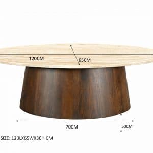 Marmeren salontafe Valentino 120 cm ovaal