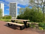 Douglashouten picknicktafel Eupen met stalen X poten