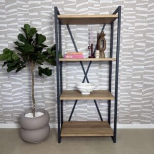 Eikenhouten boekenkast/vakkenkast Bella met stalen frame